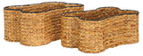 Safavieh Wulfric Set Of 2 Dog Bone Baskets Natural / Black Rattan STG1803A