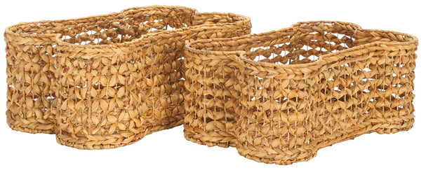 Safavieh Roscoe Set Of 2 Dog Bone Baskets Natural Rattan STG1804A