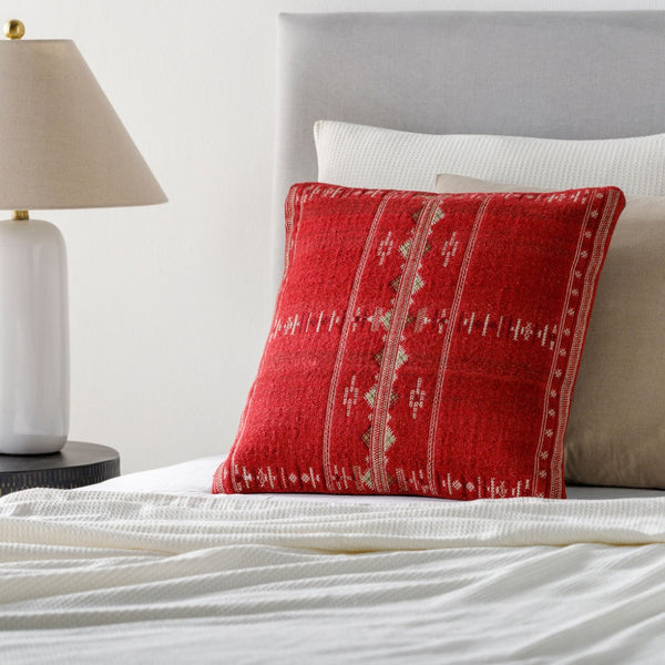 Surya Stine Handwoven Wool Cotton Blend Accent Pillow Global Artisan Boho Square Throw STI002-1818P