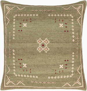 Surya Stine 18" Accent Pillow - Global-inspired Design, Durable Weave, Elegance For Any Room Decor! Dusty Sage Wool,Polyester,Cotton Sti003-1818p