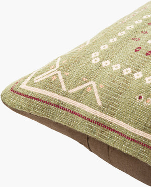 Surya Stine 18" Accent Pillow - Global-inspired Design, Durable Weave, Elegance For Any Room Decor! Dusty Sage Wool,Polyester,Cotton Sti003-1818p