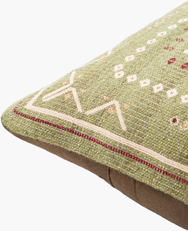 Surya Stine 18" Accent Pillow - Global-inspired Design, Durable Weave, Elegance For Any Room Decor! Dusty Sage Wool,Polyester,Cotton Sti003-1818p