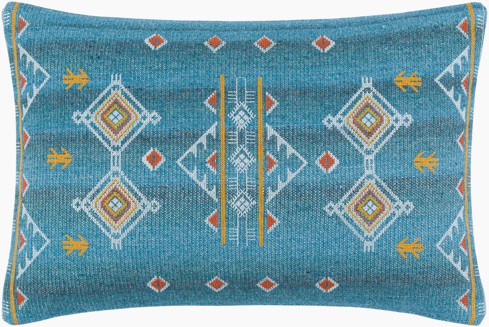 Surya Stine 14"L X 22"W Luxurious Lumbar Pillow – Global Inspired Design For Elegant Home Decor Charm! Teal Wool,Polyester,Cotton Sti004-1422d
