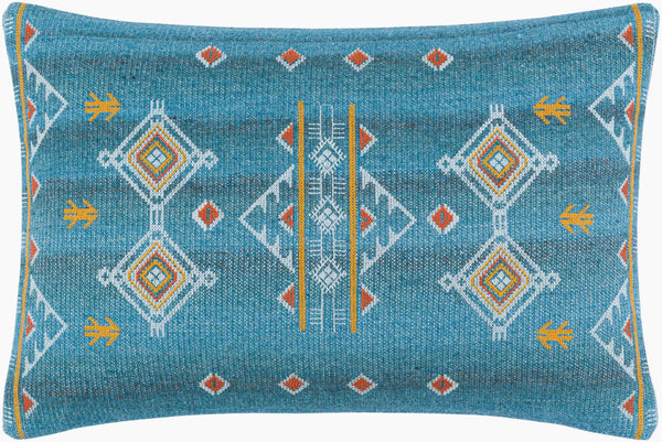 Surya Stine 14"L X 22"W Luxurious Lumbar Pillow – Global Inspired Design For Elegant Home Decor Charm! Teal Wool,Polyester,Cotton Sti004-1422d