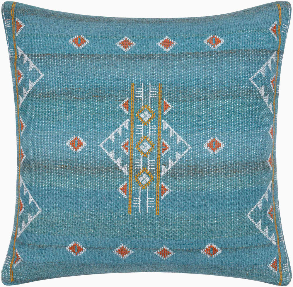 Surya Stine 18" Accent Pillow - Global-inspired Design, Durable Weave, Elegance For Any Room Decor! Teal Wool,Polyester,Cotton Sti004-1818p