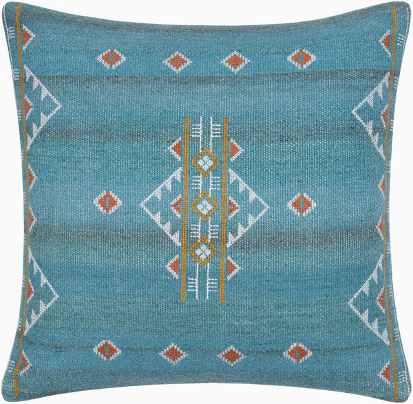 Surya Stine 18" Accent Pillow - Global-inspired Design, Durable Weave, Elegance For Any Room Decor! Teal Wool,Polyester,Cotton Sti004-1818p