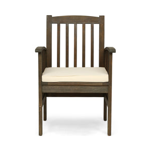 English Elm Christopher Knight Home® - CASA Acacia Dining Chair Set with Water-Resistant Cushions, Durable Solid Wood Patio Seating, Stylish Slat Design Grey+Cream 61720.00GCRM