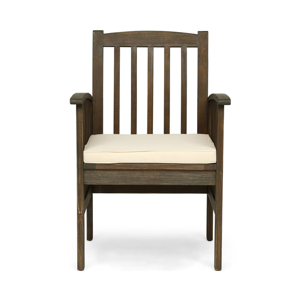 English Elm Christopher Knight Home® - CASA Acacia Dining Chair Set with Water-Resistant Cushions, Durable Solid Wood Patio Seating, Stylish Slat Design Grey+Cream 61720.00GCRM