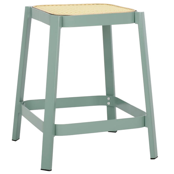 Safavieh Palmyra Cane Stool Aqua Smoke / Natural  Metal STL2500A