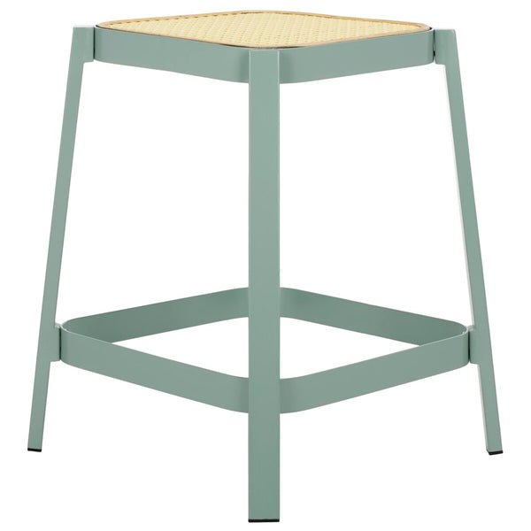 Safavieh Palmyra Cane Stool Aqua Smoke / Natural  Metal STL2500A