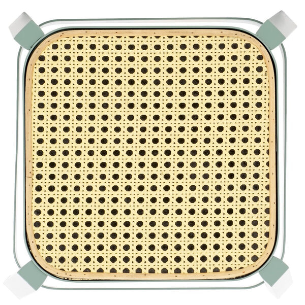 Safavieh Palmyra Cane Stool Aqua Smoke / Natural  Metal STL2500A