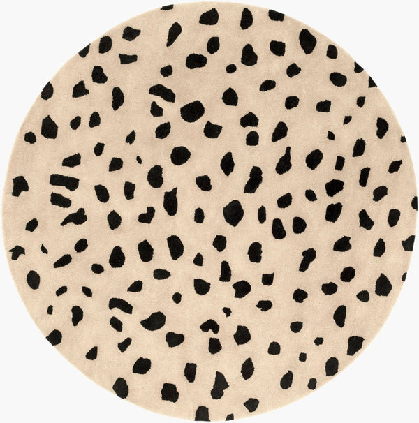 Livabliss Stella Wool Hand Tufted Area Rug for Living Dining Rooms with Medium Pile Depth Beige, Black 6' x 6' STLA2443-6RD