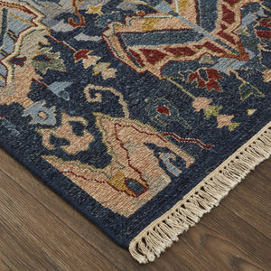 Feizy Rugs Leylan Hand Knotted Wool Ikat Rug - Stunning Tribal Design With Vibrant Motifs For Any Space Blue,Gray,Tan Wool Ley0563fblumlth50