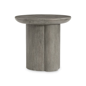 Bernhardt Bernhardt Monolith Sculptural Round Side Table In Puma Wire‑Brushed Oak — Rustic‑Modern Accent, 24"H 343127