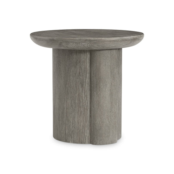 Bernhardt Bernhardt Monolith Sculptural Round Side Table In Puma Wire‑Brushed Oak — Rustic‑Modern Accent, 24"H 343127