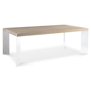 Bernhardt Bernhardt Modulum Dining Table With Sahara Veneer Top, Polished Stainless Angled Legs, Extensible 315222