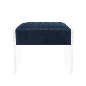 Pasargad Tribecca Collection Acrylic & Velvet Vanity Bench - Chic Design For Modern Homes Navy Acrylic & Velvet Stool 139-1