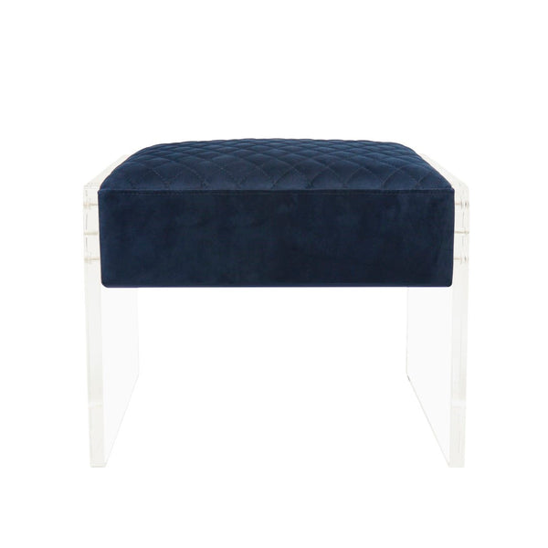 Pasargad Tribecca Collection Acrylic & Velvet Vanity Bench - Chic Design For Modern Homes Navy Acrylic & Velvet Stool 139-1