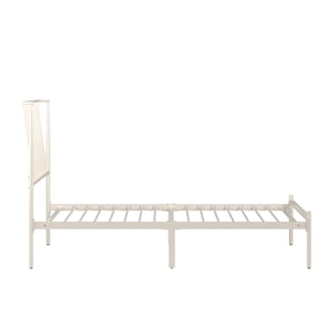 Homelegance By Top-Line Dante Metal Platform Bed with Curved Metal Headboard White Metal