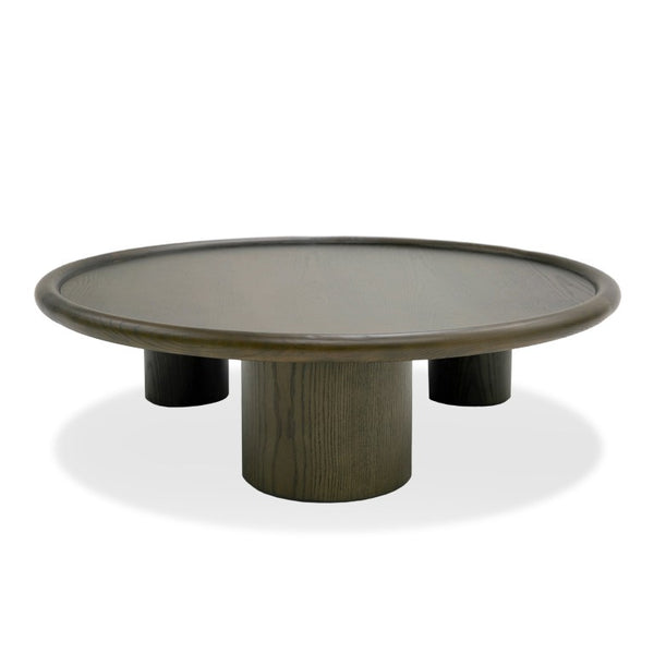 VIG Furniture Strauss Brown Ash Nesting Tables Set — Glossy Round Coffee & End Tables, Space-Saving, No Assembly VGOD-LZ-326C-SET