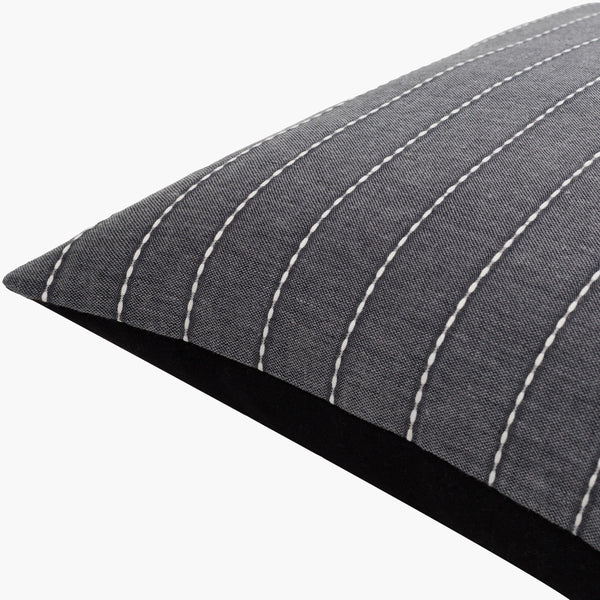 Surya Suits Modern 18"L X 18"W Accent Pillow - Stylish Cotton Design For Textured Home Decor Upgrade Charcoal Cotton,Cotton Sts003-2020