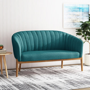 English Elm Loveseat Mid-century Modern Channel Tufted Upholstered Sofa with Rubberwood Tapered Legs 65780.00FT