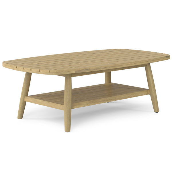 English Elm Bayshore Light Teak Outdoor Coffee Table — Solid Acacia Slatted Top, Weather-Resistant, 43.3" W B136P159365