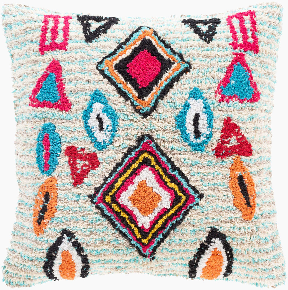 Surya Settat Global Inspired 18” Accent Pillow - Elegant Cotton & Polyester Design For Eclectic Charm Blue Cotton,Polyester,Cotton Stt001-2222d