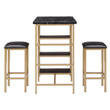 Homelegance By Top-Line Tosca Counter Height Metal Table Set with Faux Marble Top Gold Metal