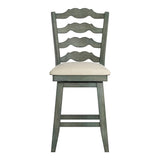 Homelegance By Top-Line Juliette French Ladder Back Counter Height Swivel Stool Green Rubberwood