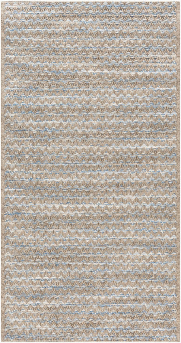Livabliss Santa Cruz Belgian Woven Geometric Polypropylene Flat Weave Rug for Patio or Entryway Blue, Pale Blue 2' x 3'7" STZ6009-237