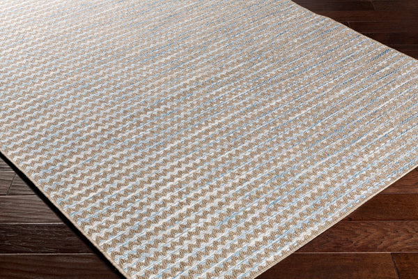 Livabliss Santa Cruz Belgian Woven Geometric Polypropylene Flat Weave Rug for Patio or Entryway Blue, Pale Blue 2' x 3'7" STZ6009-237