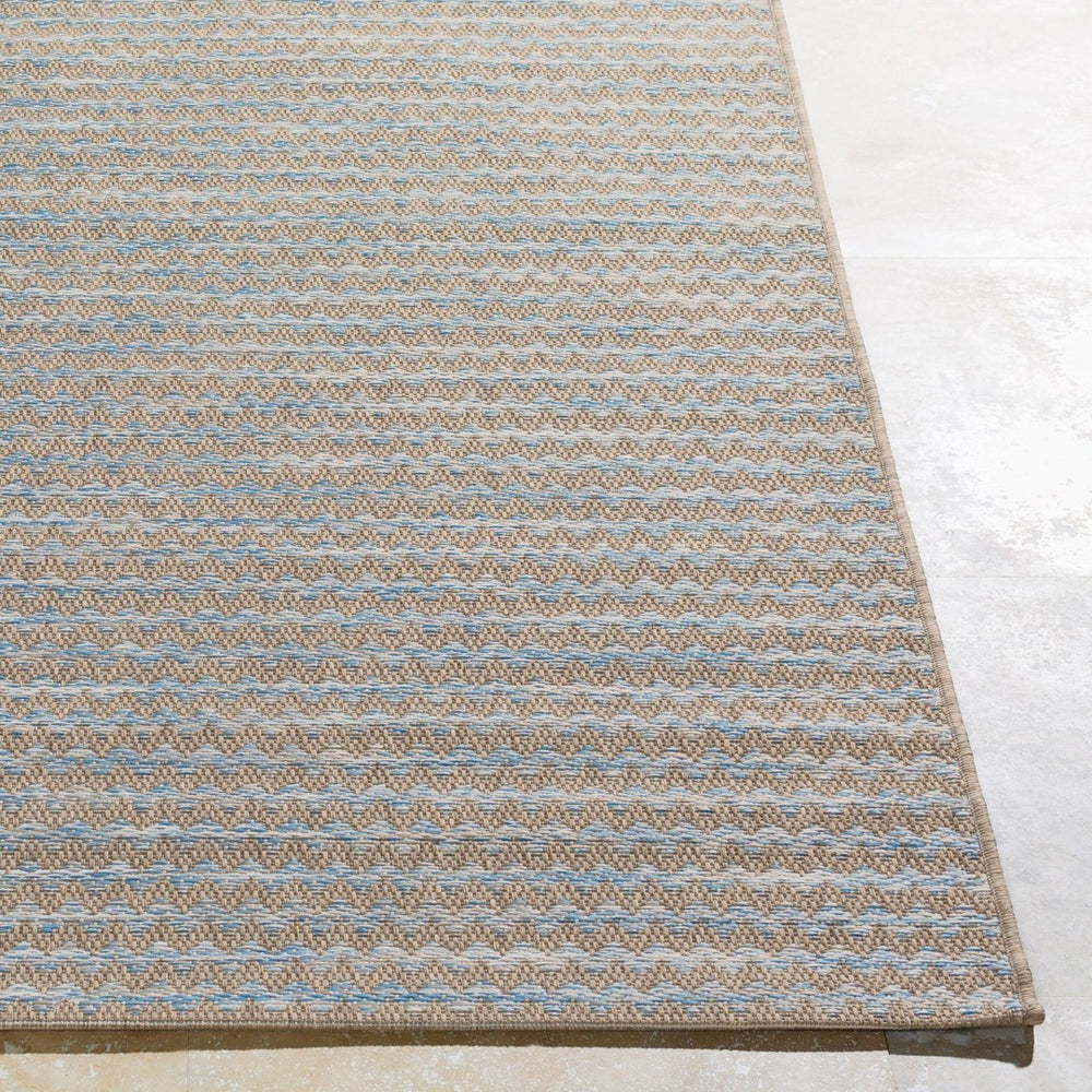 Livabliss Santa Cruz Belgian Woven Geometric Polypropylene Flat Weave Rug for Patio or Entryway Blue, Pale Blue 5'3" x 7'7" STZ6009-5477