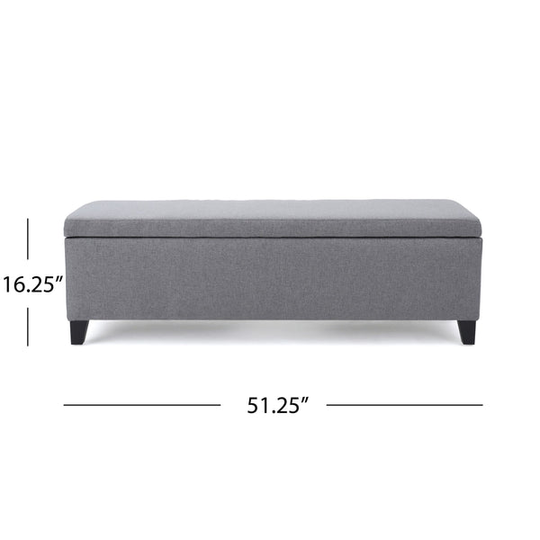 English Elm Ottoman Bench Seat with Lift Top Hidden Storage Polyester Upholstered Entryway Piece Grey 60159.00GRY