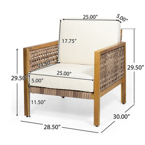 English Elm Christopher Knight Home® - Joliet Teak Acacia Wood Outdoor Club Chair with Woven Wicker Accents, Weather-Resistant 400lb Capacity 70146.00BGE