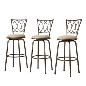 Homelegance By Top-Line Donaghy Scroll Back Adjustable Swivel Stools (Set of 3) Bronze Engineered Wood