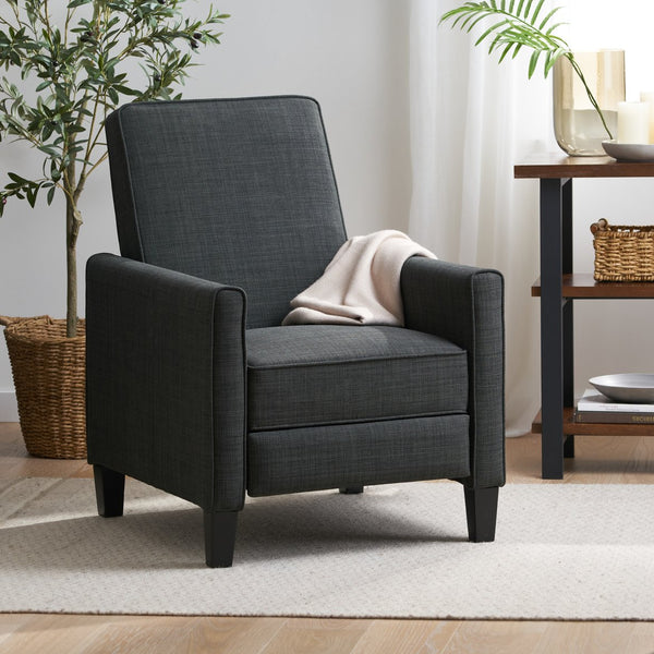 English Elm Christopher Knight Home® - Dark Grey Linen Push Back Chair with Plush Ergonomic Padding, Durable Frame & Breathable Linen Finish 52422.00FPGRN