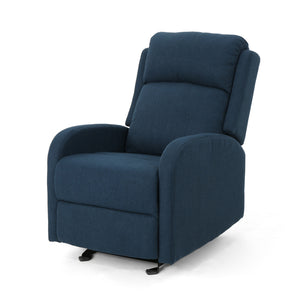 English Elm Christopher Knight Home® - 25" Plush Waterfall Backrest Manual Rocker Recliner with Curved Arms and Smooth Lever Recline Navy Blue 62805.00