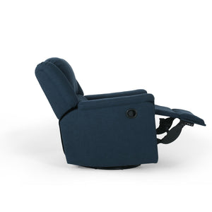 English Elm Christopher Knight Home® - GLIDER Plush Fabric Swivel Recliner with Smooth Gliding Motion, Contemporary Upholstered Comfort Navy Blue 61368.00
