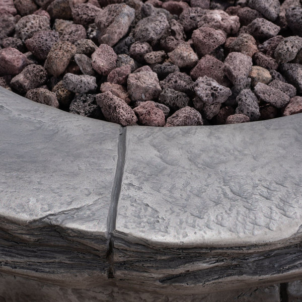 English Elm 30" Round Mgo Gas Fire Pit 40000 Btu Outdoor Patio Sculptural Matte Gray Finish 61099.00-40K