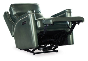 Hooker Furniture Hamilton Luxe Power Recliner With Semi-Aniline Leather, Zero-Gravity Recline, Usb Port, Nailhead Trim Green SS116-PHZ1-029