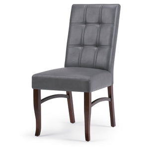 English Elm Ezra Deluxe Dining Chair Set of 2 in Stone Grey Vegan Leather — Tufted Comfort, Solid Wood Legs B136P158584