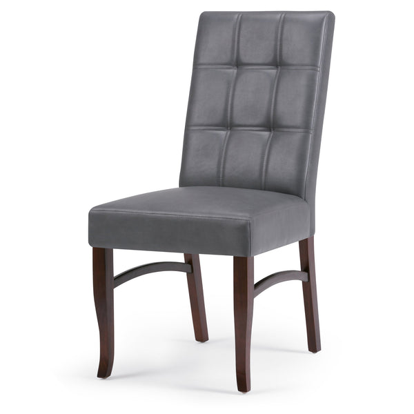 English Elm Ezra Deluxe Dining Chair Set of 2 in Stone Grey Vegan Leather — Tufted Comfort, Solid Wood Legs B136P158584