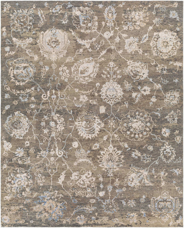 Surya Sufi Hand-made 10' X 14' Rug - Luxurious Wool & Viscose Blend For Exotic Home Decor Charm Charcoal Wool,Viscose Suf2302-69