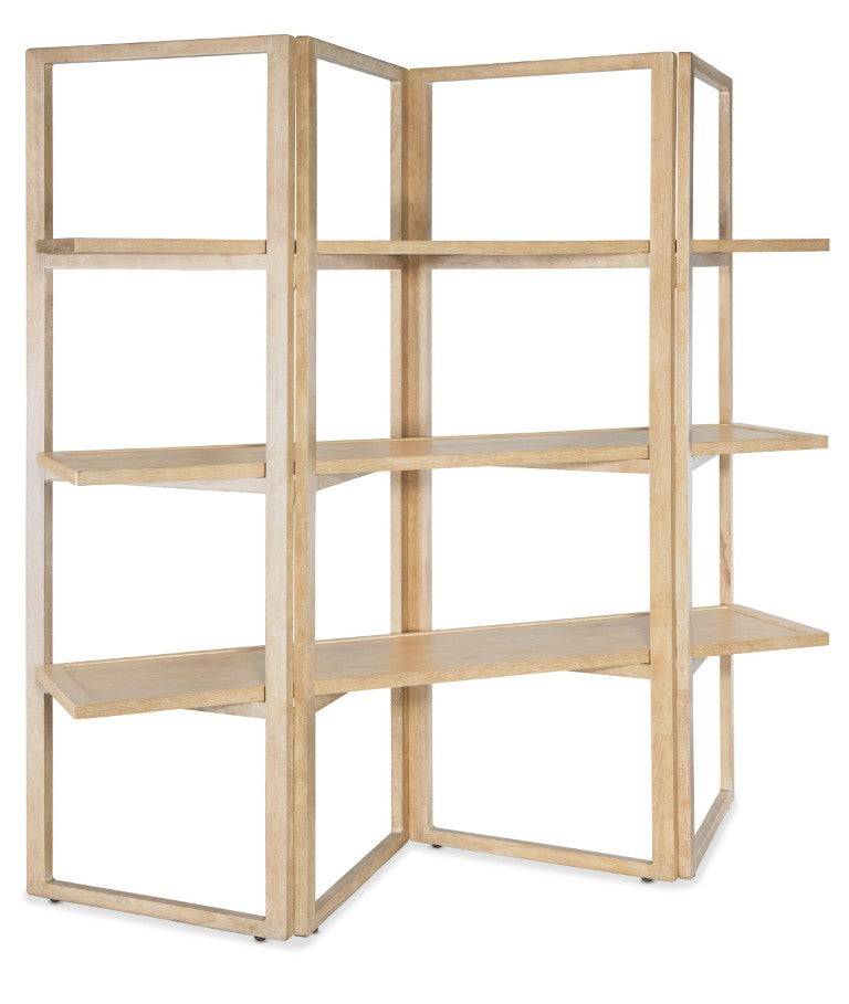Hooker Furniture Retreat Sand Dune Folding Etagere With Oak Veneer, 3 Shelves, Freestanding Dual-Sided Display 6950-50002-80