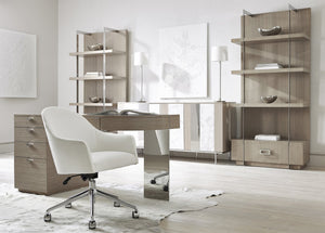 Bernhardt Bernhardt Modulum Desk With Sahara Veneer, Polished Stainless Accent, Integrated Power & Storage D19514