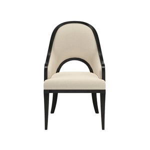 Atrium Exposed Wood Hostess Chair - Elegant Blackened Sable Finish with Beige Fabric Comfort