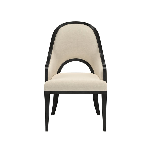 Atrium Exposed Wood Hostess Chair - Elegant Blackened Sable Finish with Beige Fabric Comfort