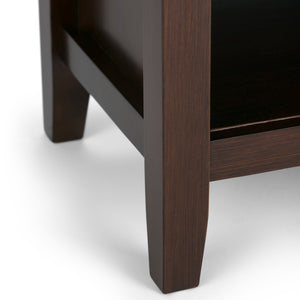 English Elm Artisan Russet Brown Bedside Table - Handcrafted Solid Wood, Drawer & Shelf, Transitional Design B136P159475