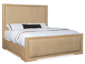 Hooker Furniture Retreat Queen Cane Panel Bed With Dune Or Black Sand Oak, Woven Cane Detail, Spa-Inspired Design 6950-90250-80